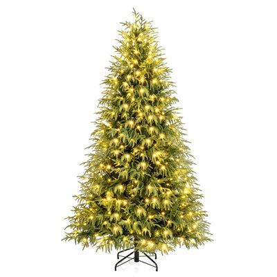 7.5FT Prelit Artificial Christmas Tree, Hinged Xmas Tree with 1449 Branch Tips