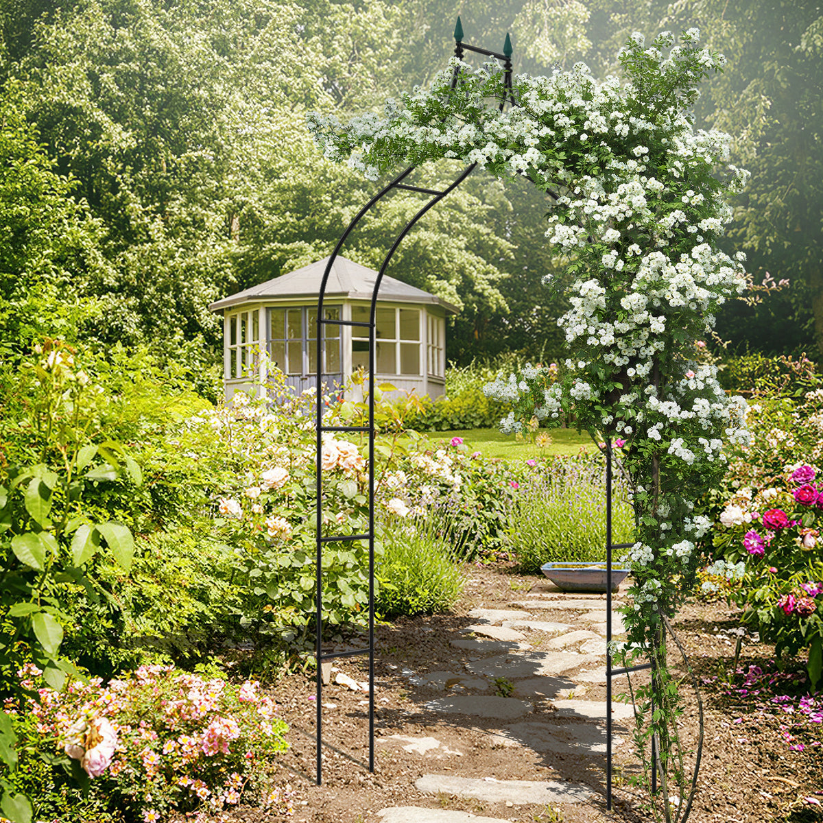 Metal Garden Arch, Rose Garden Arbor for Various Climbing Plant, Outdoor Lawn Backyard
