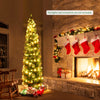 5/6/7/8/9 FT Slim Pencil Artificial Christmas Tree, Unlit Green Xmas Tree with Lush PVC Branch Tips