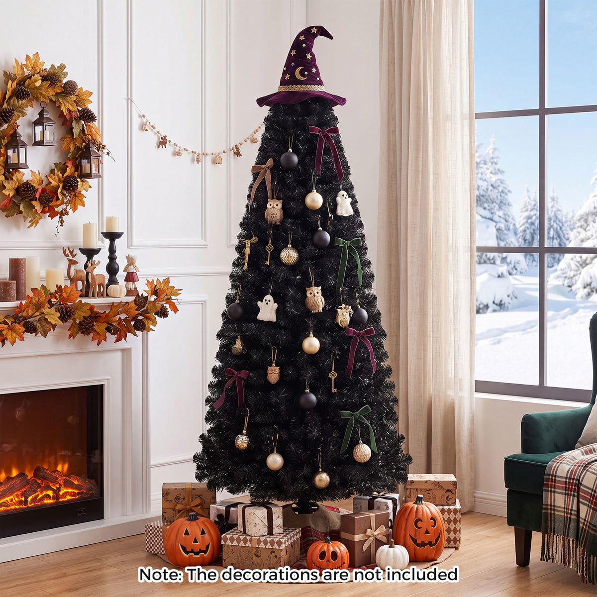 6ft Pencil Artificial Christmas Tree, Slim Christmas Tree with Metal Stand