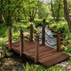 150cm Wooden Bridge, Arc Footbridge w/Safe Chain Railings, Outside Small Arc Pond Bridge