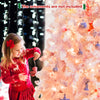 7.5 FT Pre-Lit Artificial Christmas Tree with Snow Flocked Pink Leaves