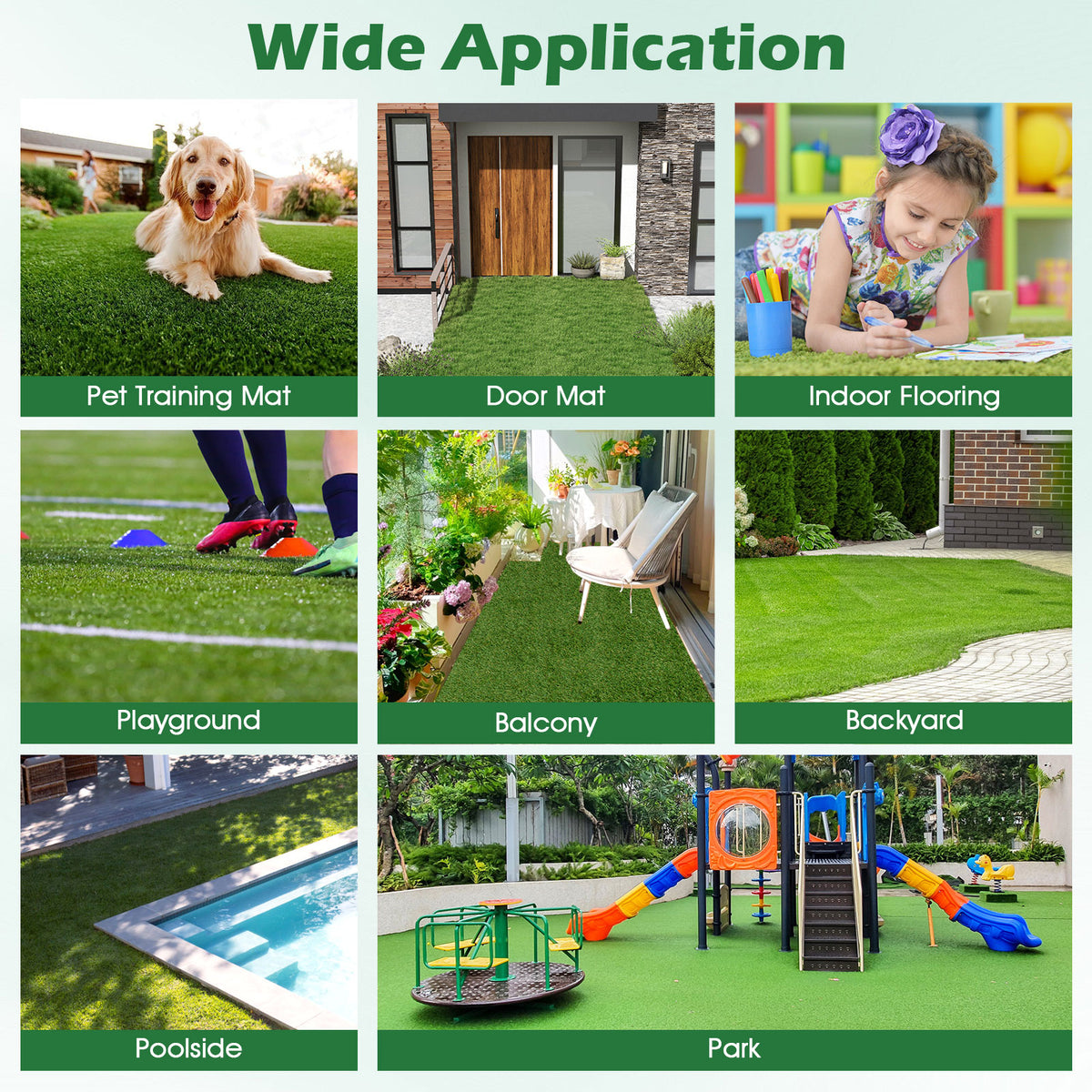 6x10 FT Artificial Grass Turf Rug, Thick Fake Lawn with Drainage Holes
