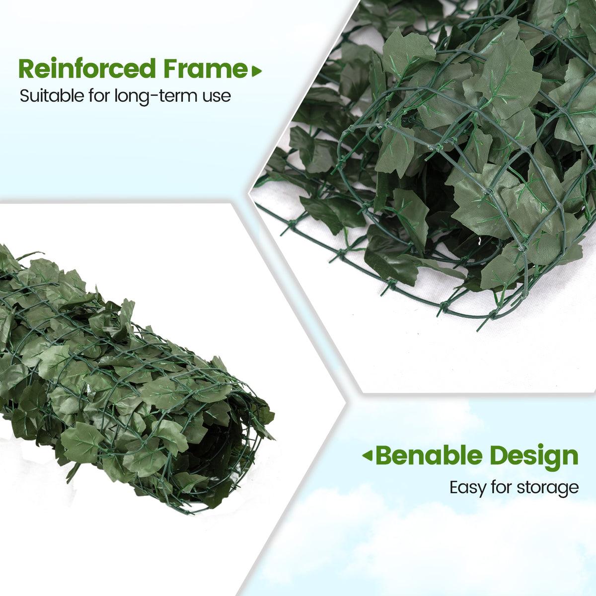 Faux Ivy Privacy Screen, Expandable Artificial Greenery Fence