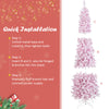 7 FT Slim Pencil Christmas Tree, Hinged Xmas Tree with Flocked Design, 800 PVC Branch Tips