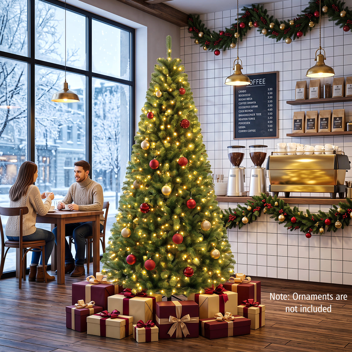 7/6/8 FT Pre-Lit Artificial Christmas Tree, Artificial Xmas Tree