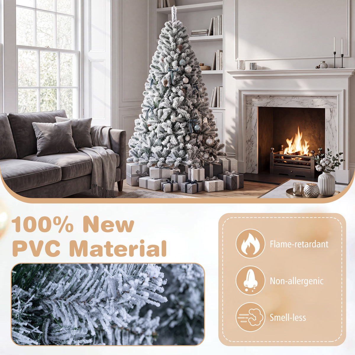 7.5/6 FT Prelit Artificial Christmas Tree, Smart RGB & Warm White LED Lights