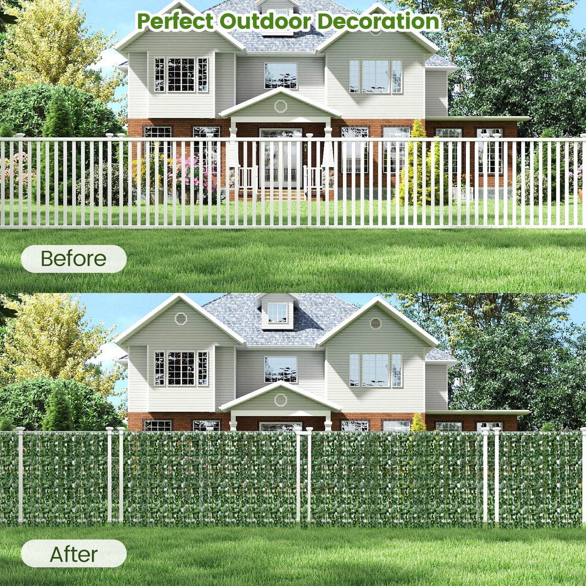 Faux Ivy Privacy Screen, Expandable Artificial Greenery Fence