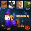 5FT Long Halloween Inflatable Dachshund, Blow Up Wiener Dog with Pumpkin & Witch Hat