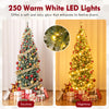 6FT/9FT Pre-Lit Pencil Christmas Tree, Snowy Artificial Christmas Tree with 1298 Branch Tips & 500 LED Lights