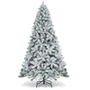 7.5FT Flocked Christmas Tree, Artificial Xmas Tree w/PVC Needles, Metal Stand