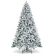 7.5FT Flocked Christmas Tree, Artificial Xmas Tree w/PVC Needles, Metal Stand