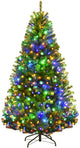 4/5/6/7/8/9 FT Pre-Lit Artificial Christmas Tree w/ 100/150/350/500/750/1000 Warm White & Multicolored LED Lights