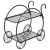 Garden Cart Metal Plant Stand with 4 Decorative Wheels
