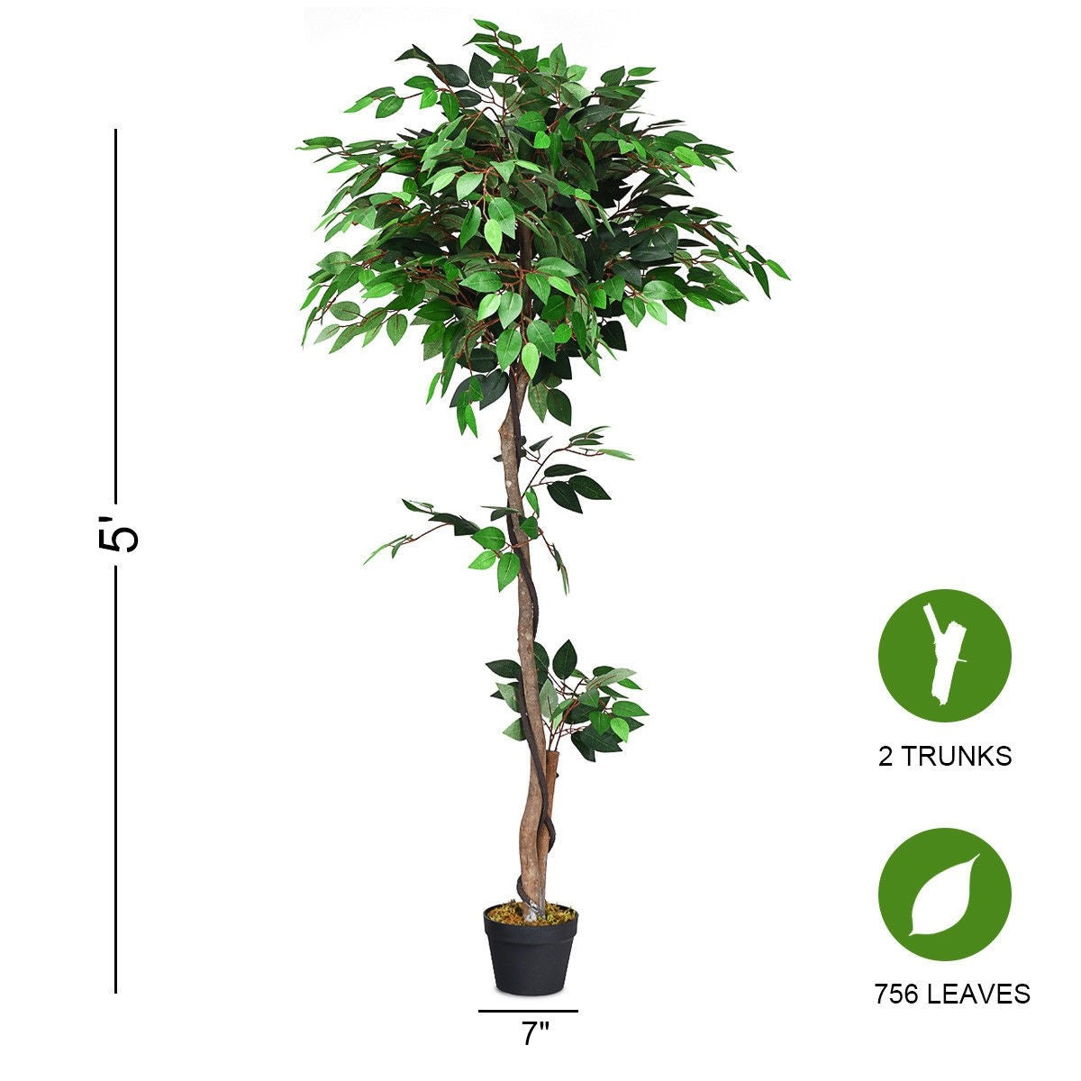 4/5.5/6FT FICUS Silk Leaf Artificial Tree - LucktreeUS