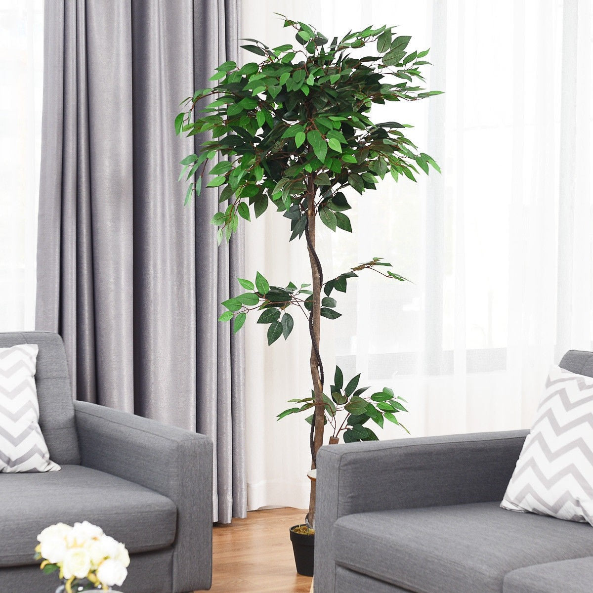 4/5.5/6FT FICUS Silk Leaf Artificial Tree - LucktreeUS