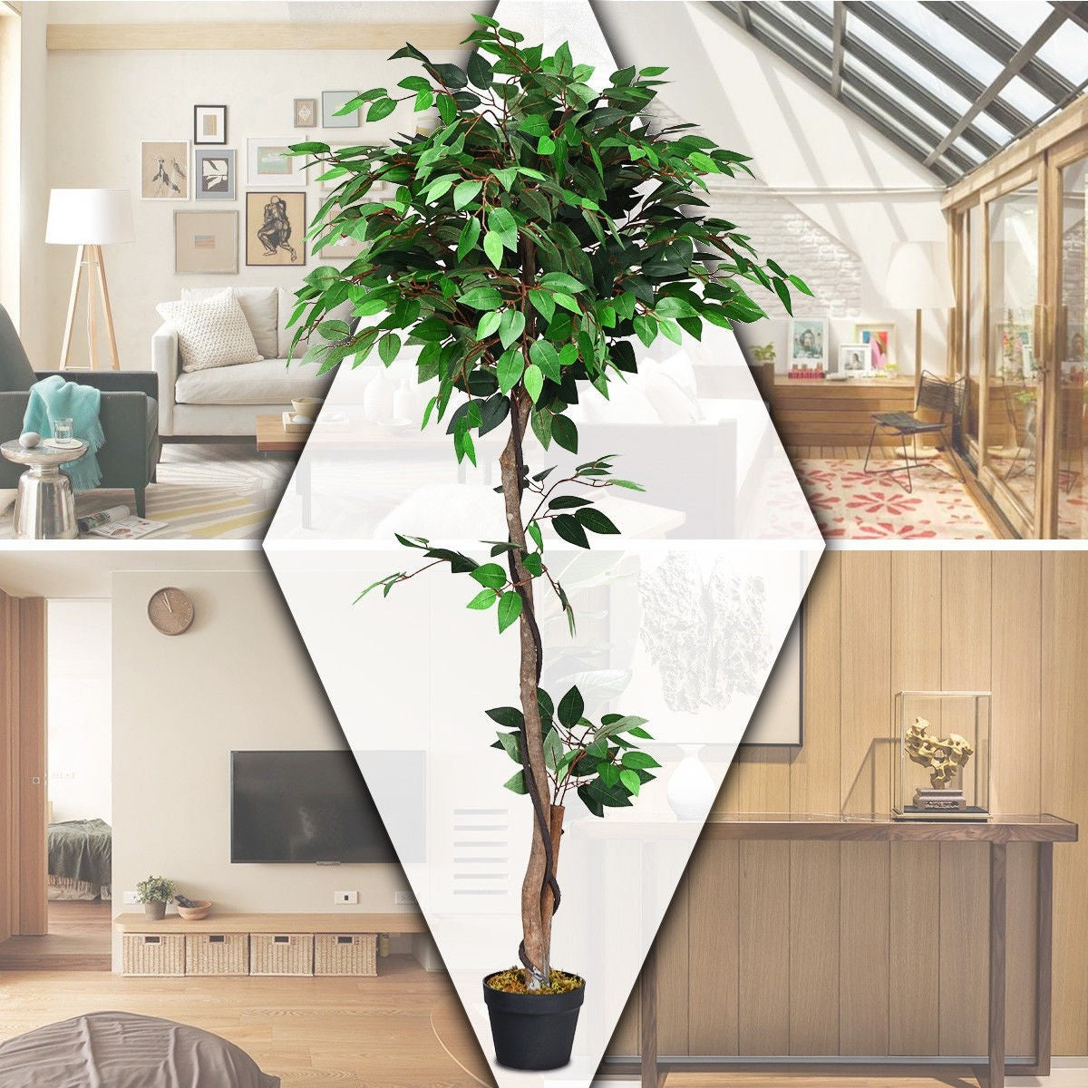 4/5.5/6FT FICUS Silk Leaf Artificial Tree - LucktreeUS
