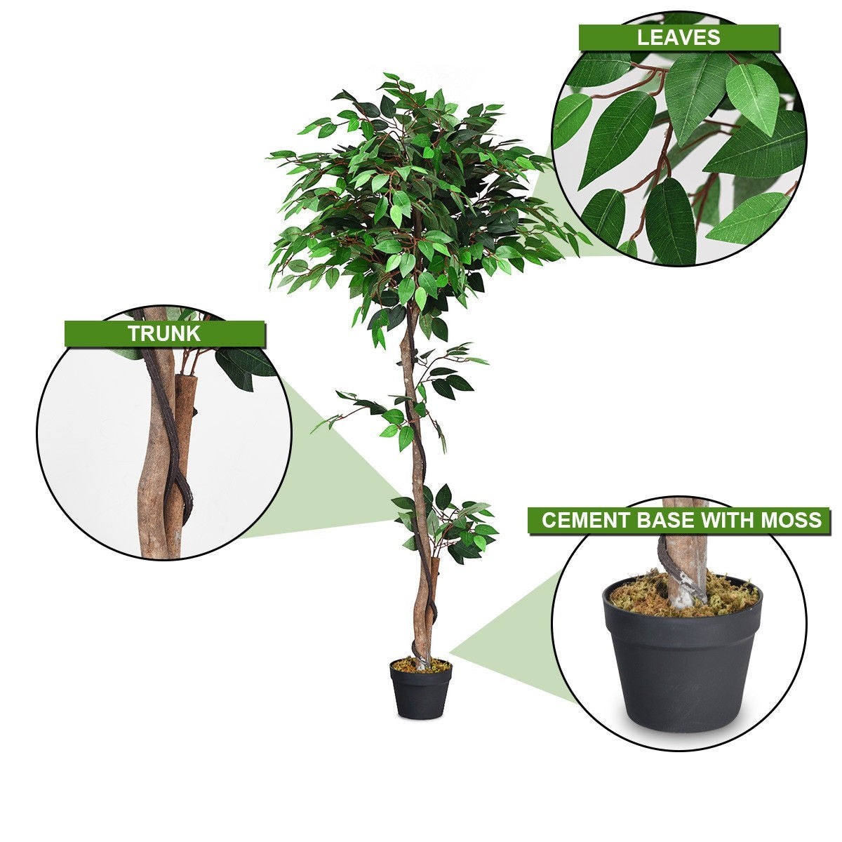4/5.5/6FT FICUS Silk Leaf Artificial Tree - LucktreeUS