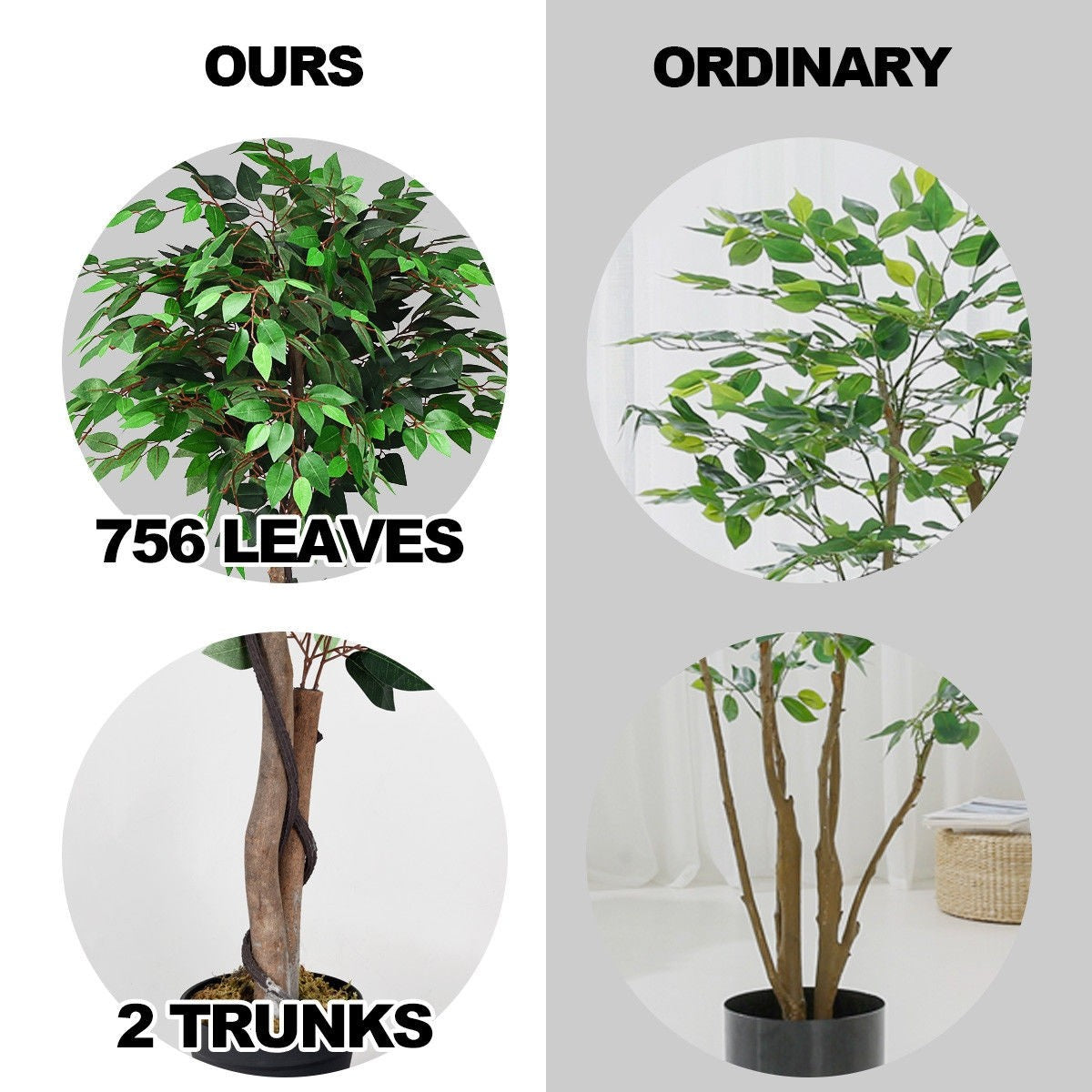 4/5.5/6FT FICUS Silk Leaf Artificial Tree - LucktreeUS