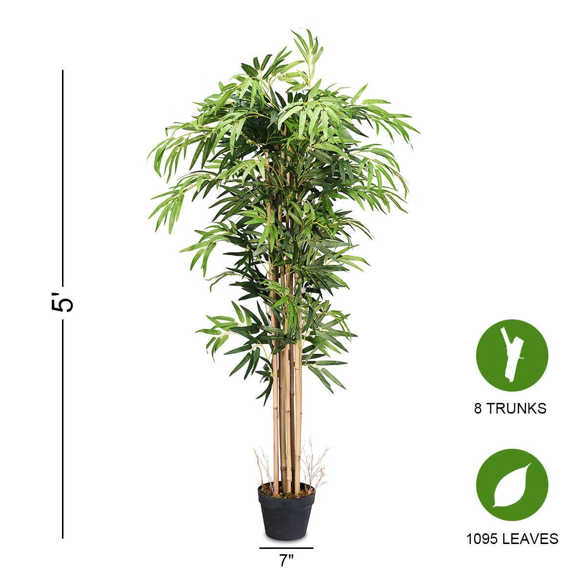 Fake Bamboo Tree Artificial Greenery Plants in Nursery Pot Decorative Trees for Home - LucktreeUS