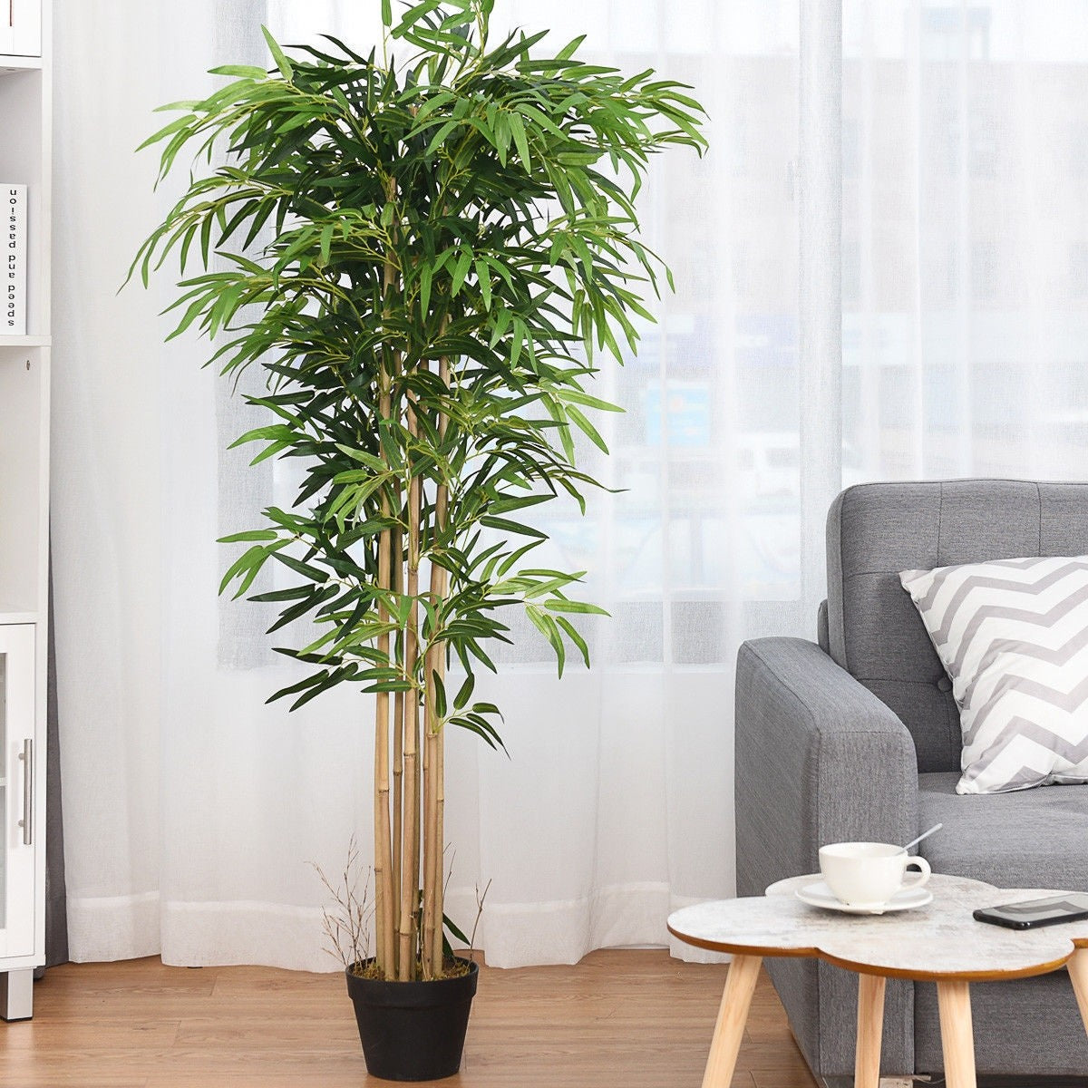 Fake Bamboo Tree Artificial Greenery Plants in Nursery Pot Decorative Trees for Home - LucktreeUS