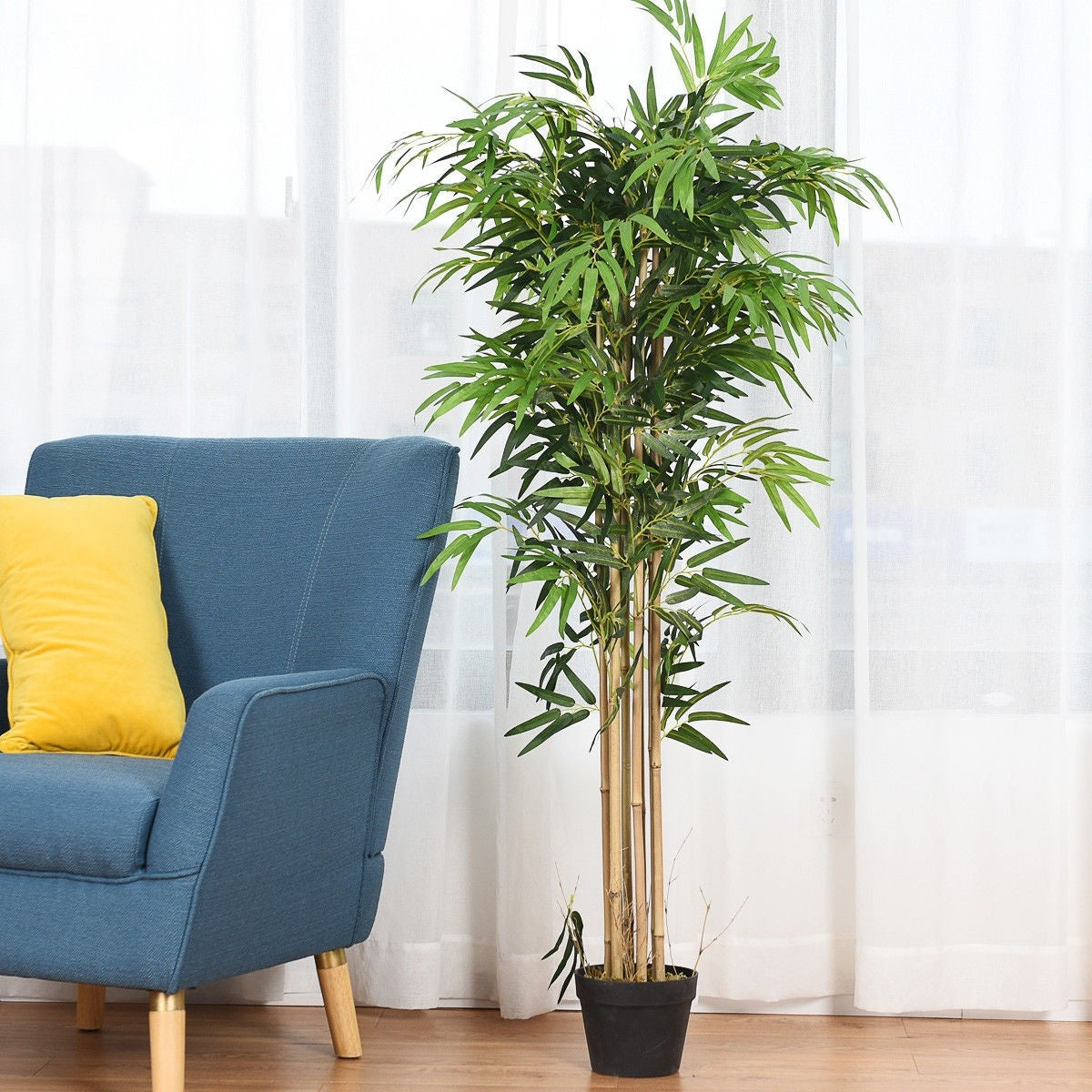 Fake Bamboo Tree Artificial Greenery Plants in Nursery Pot Decorative Trees for Home - LucktreeUS