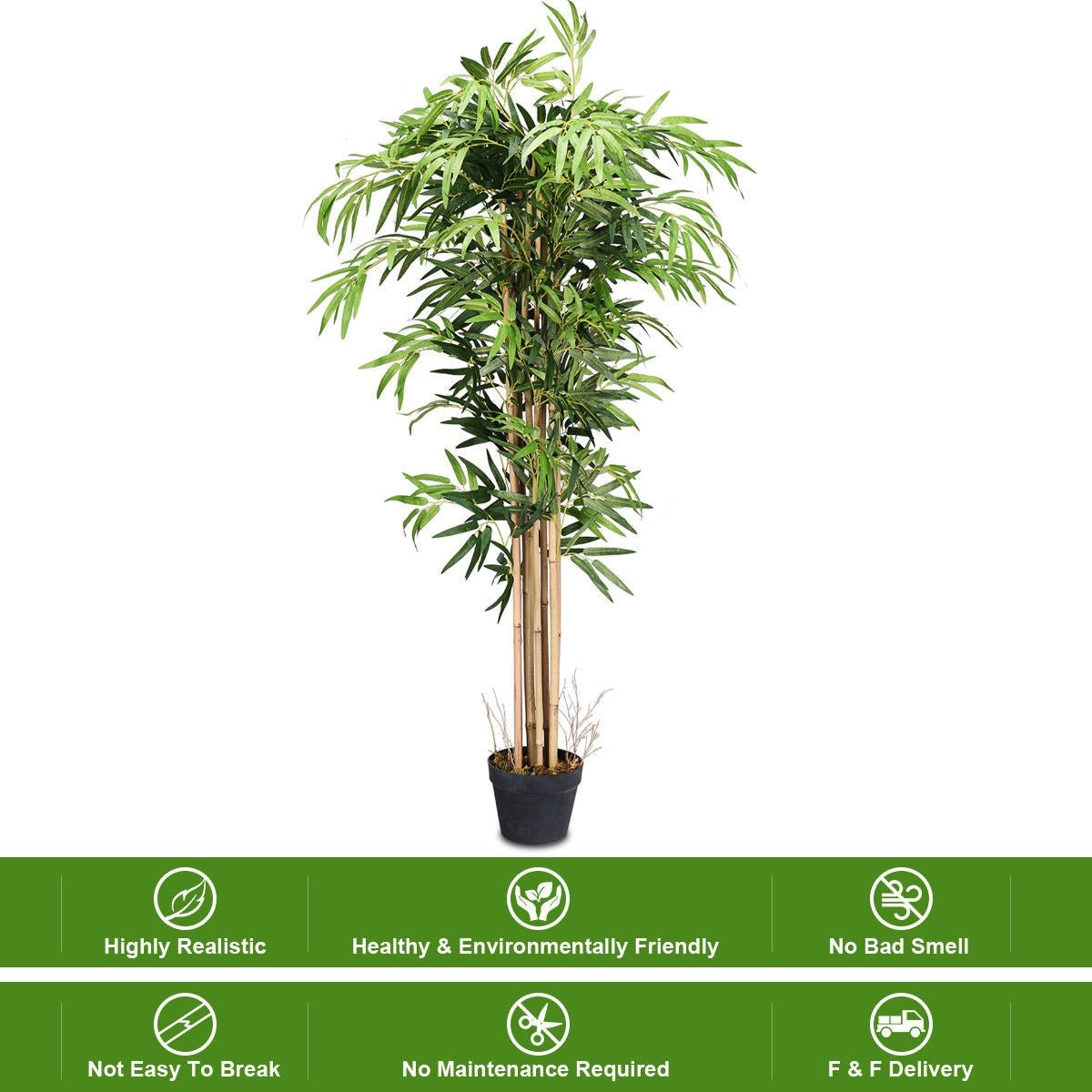 Fake Bamboo Tree Artificial Greenery Plants in Nursery Pot Decorative Trees for Home - LucktreeUS