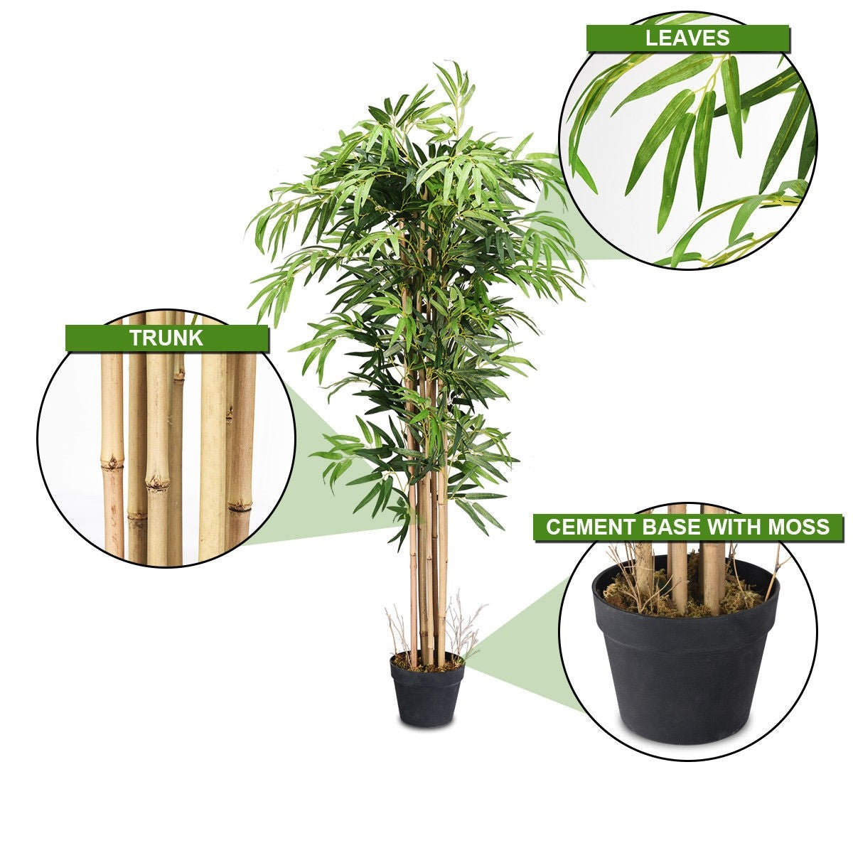 Fake Bamboo Tree Artificial Greenery Plants in Nursery Pot Decorative Trees for Home - LucktreeUS
