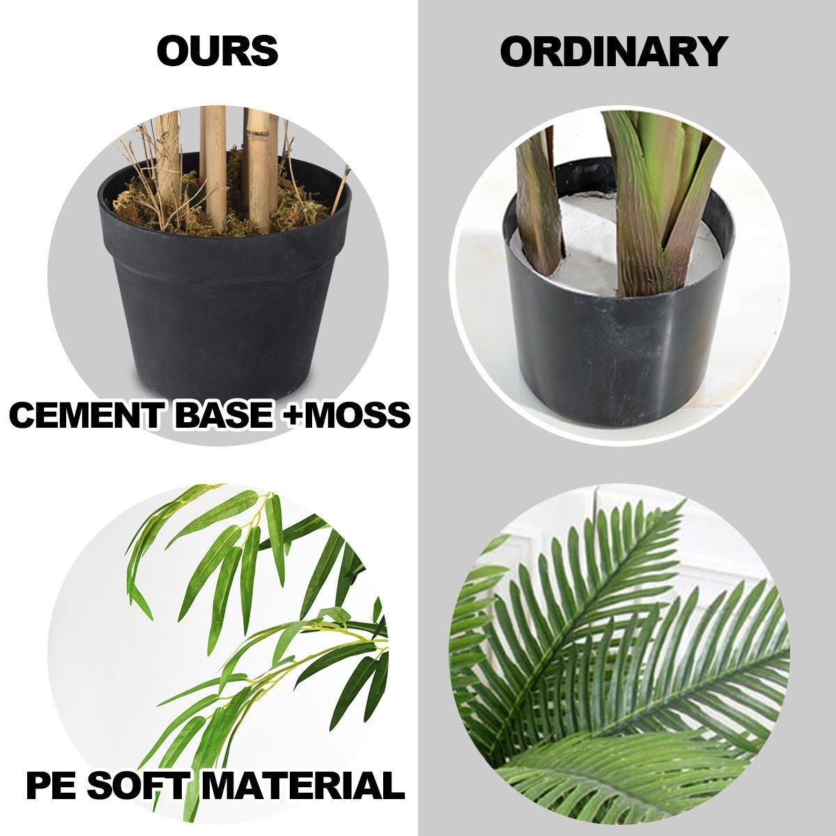 Fake Bamboo Tree Artificial Greenery Plants in Nursery Pot Decorative Trees for Home - LucktreeUS