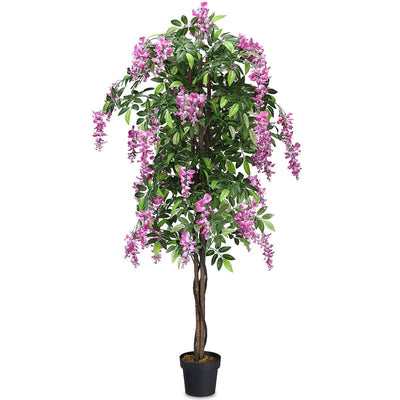 6FT Fake Wisteria Tree Artificial Greenery Plants in Nursery Pot Decorative Trees for Home - LucktreeUS