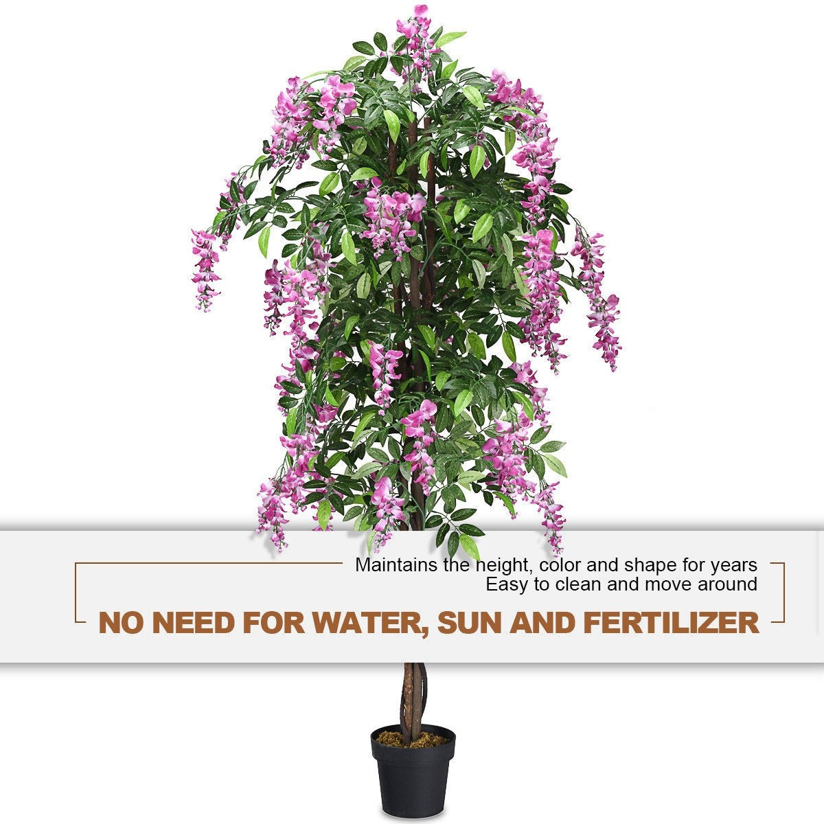 6FT Fake Wisteria Tree Artificial Greenery Plants in Nursery Pot Decorative Trees for Home - LucktreeUS