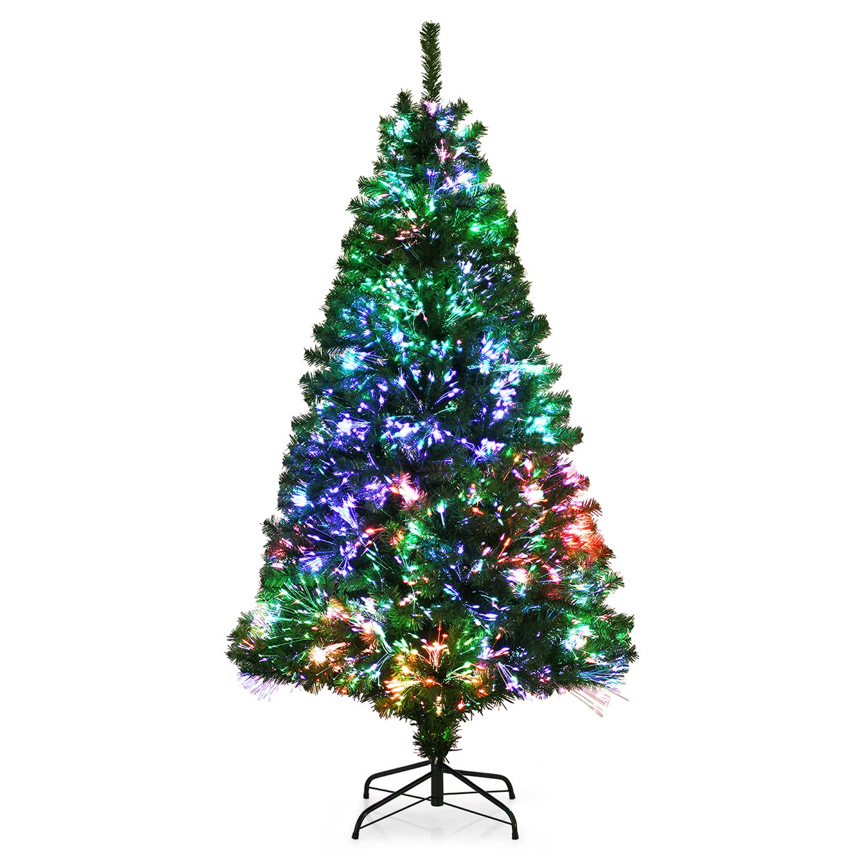 Lucktree Fiber Optic Artificial Christmas Tree, Pre-lit Premium Spruce Tree with Solid Metal Stand - LucktreeUS