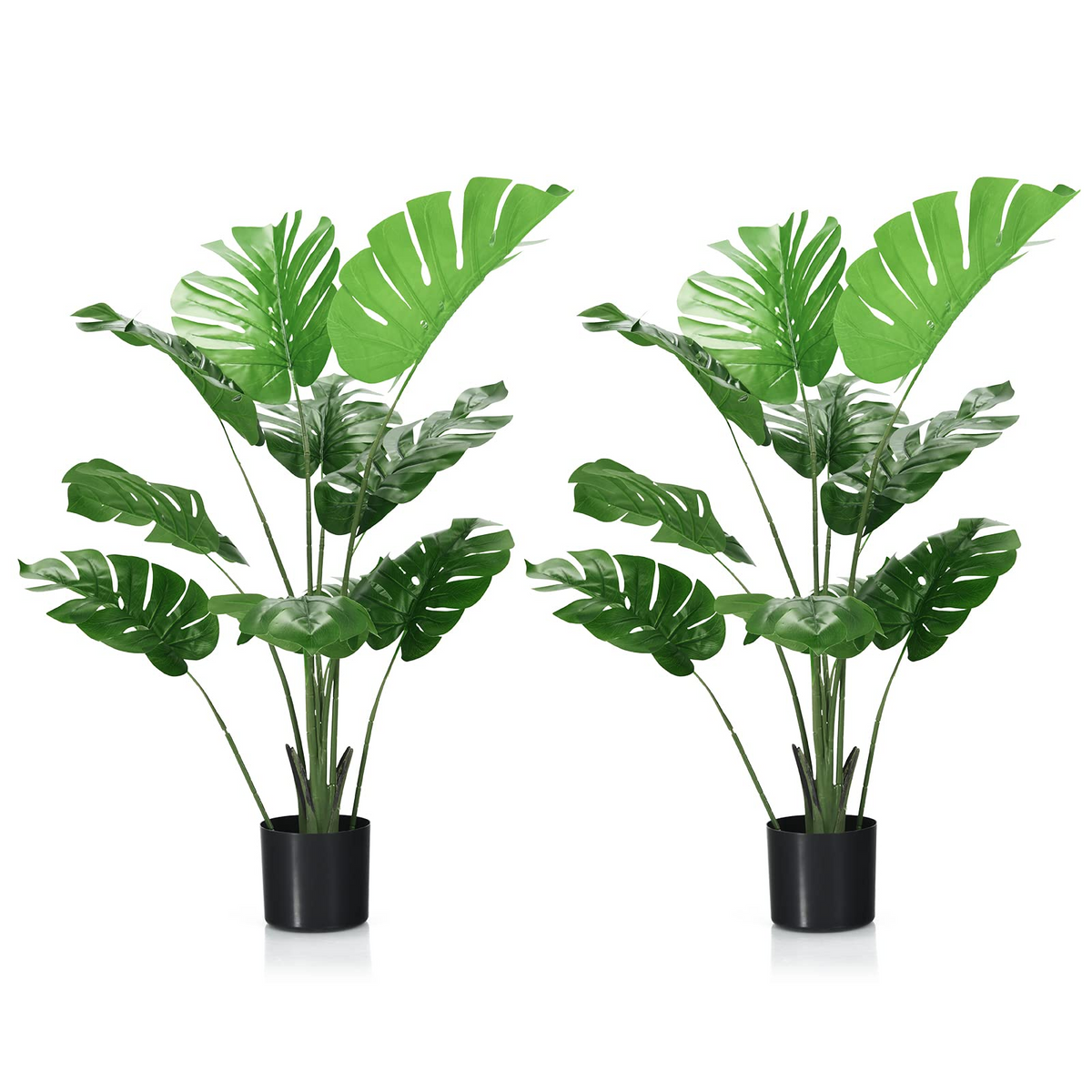 Lucktree Artificial Monstera Deliciosa Plant, 4ft Tall Fake Tropical Palm Tree w/10 Pcs Different Turtle Leaves - LucktreeUS