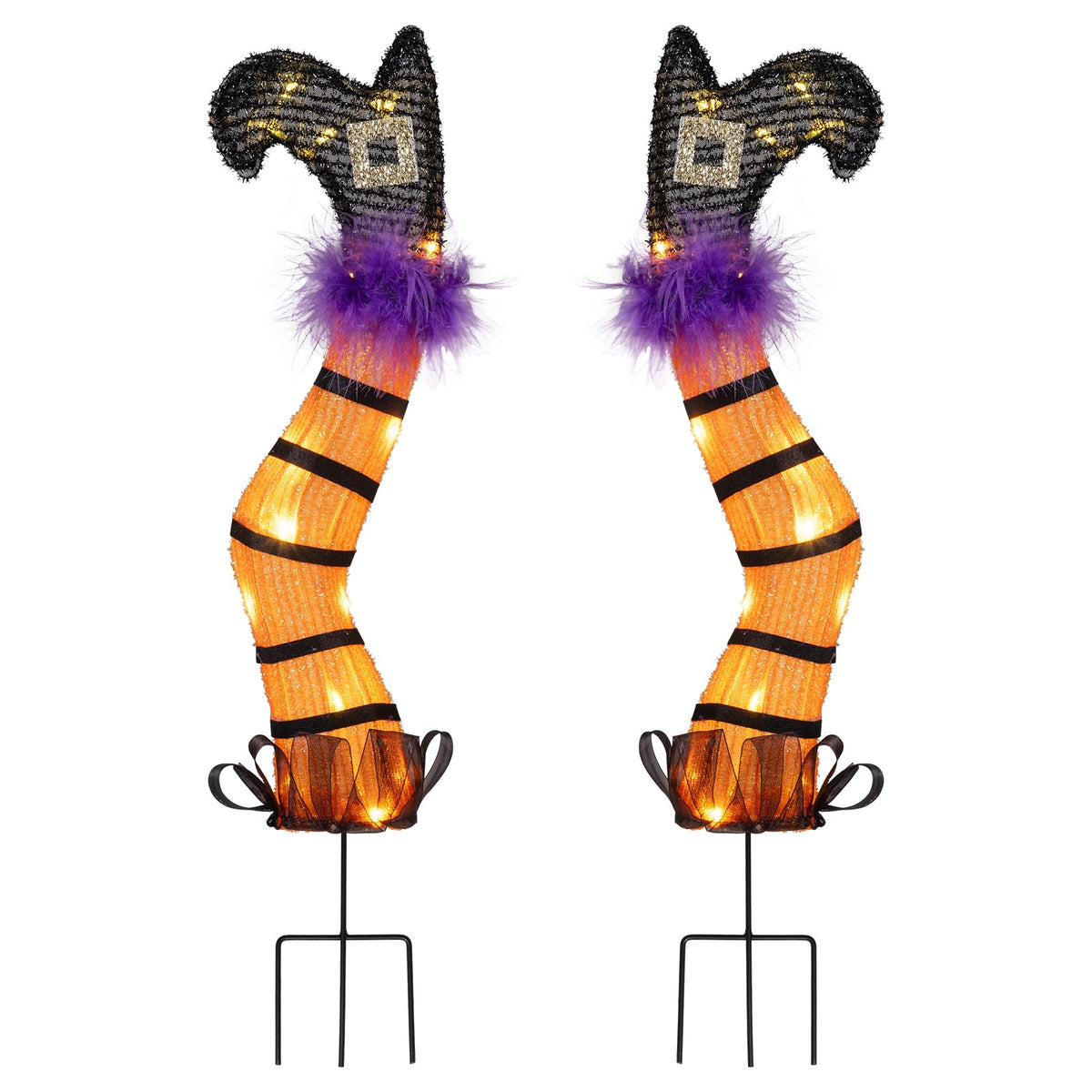 Set of 2 Halloween Lighted Witch Legs Decorations with Stakes