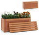 Lucktree 2-in-1 Outdoor Bench, Wood Raised Garden Bed with Open Base, Teak Oil Finish