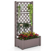 Lucktree Raised Garden Bed with Trellis 59”, Self-Watering Planter Box with Water Level Indicator & Removable Space Dividers
