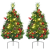 Lucktree Set of 2 Pathway Christmas Trees, 2FT Pre-Lit Artificial Xmas Trees - LucktreeUS