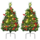 Lucktree Set of 2 Pathway Christmas Trees, 2FT Pre-Lit Artificial Xmas Trees - LucktreeUS