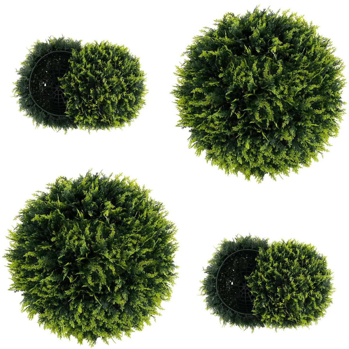 Lucktree 2 PCS 18 Inch Artificial Cedar Topiary Ball, Round Faux Cypress Balls Outdoor, Fake Plant Sphere