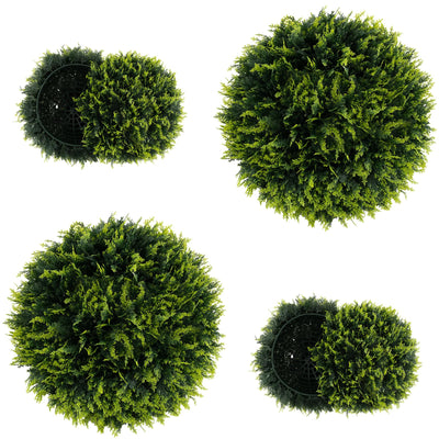 Lucktree 2 PCS 18 Inch Artificial Cedar Topiary Ball, Round Faux Cypress Balls Outdoor, Fake Plant Sphere