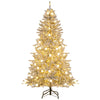 Lucktree Pre-Lit Snow Flocked Christmas Tree with Warm White LED Lights & Globe Lights