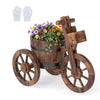 Lucktree Wooden Wagon Planter with Wheels for Patio Backyard Balcony
