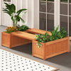 Lucktree 2-in-1 Outdoor Bench, Wood Raised Garden Bed with Open Base, Teak Oil Finish