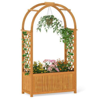 Lucktree Raised Garden Bed with Arch Lattice Trellis, for Climbing Vine Flower Vegetable
