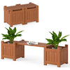 Lucktree 2-in-1 Outdoor Bench with 2/4 Planter Boxes Wood with Teak Oil Finish 42"x11"x11.5"