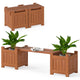 Lucktree 2-in-1 Outdoor Bench with 2/4 Planter Boxes Wood with Teak Oil Finish 42"x11"x11.5"