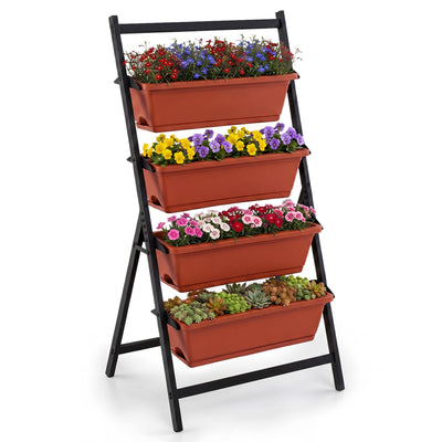 Lucktree 4-Tier Vertical Garden Planter with 4 Container Boxes & Drainage System (1/2)