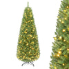 5/6/7 FT Pre-lit Pencil Christmas Tree, Artificial Slim Xmas Tree