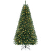 Lucktree 8ft Pre-Lit Christmas Tree, Artificial Hinged Xmas Tree with 400 Warm White LED Lights