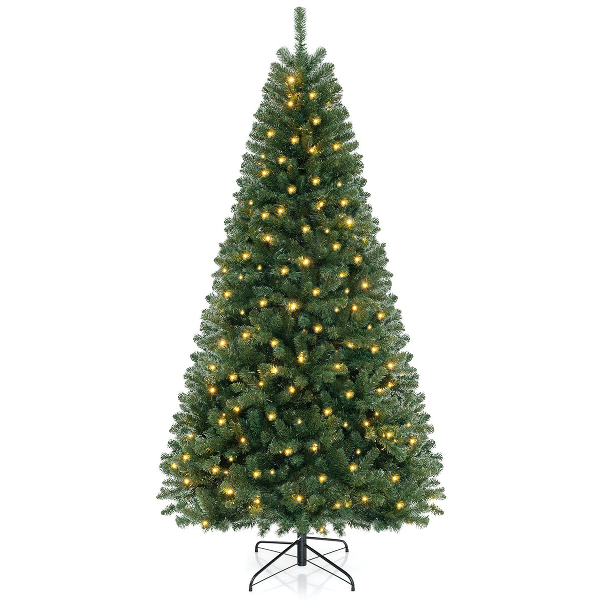 Lucktree 8ft Pre-Lit Christmas Tree, Artificial Hinged Xmas Tree with 400 Warm White LED Lights